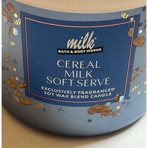 NEW Bath and Body Works Milk Cereal Milk Soft Serve Scented 3-Wick Candle